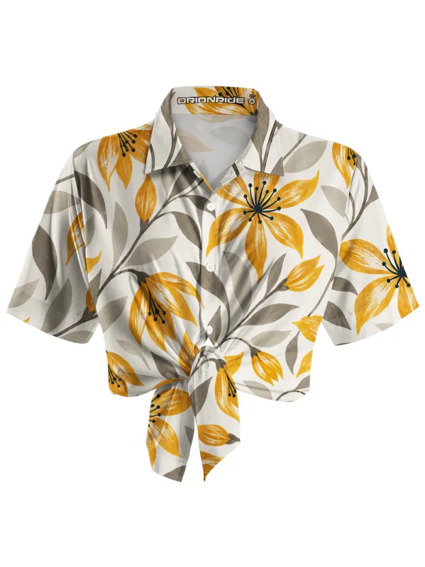 Orionride Autumn Blooms Zipper Pockets Ultra Lightweight Short Sleeves Women's Gravel Shirt made by Orionride