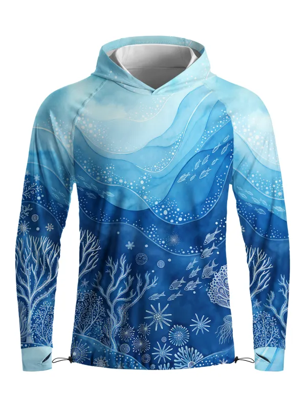 Orionride Ocean Chart Long Sleeve Cycling Hoodie Shirt made by Orionride