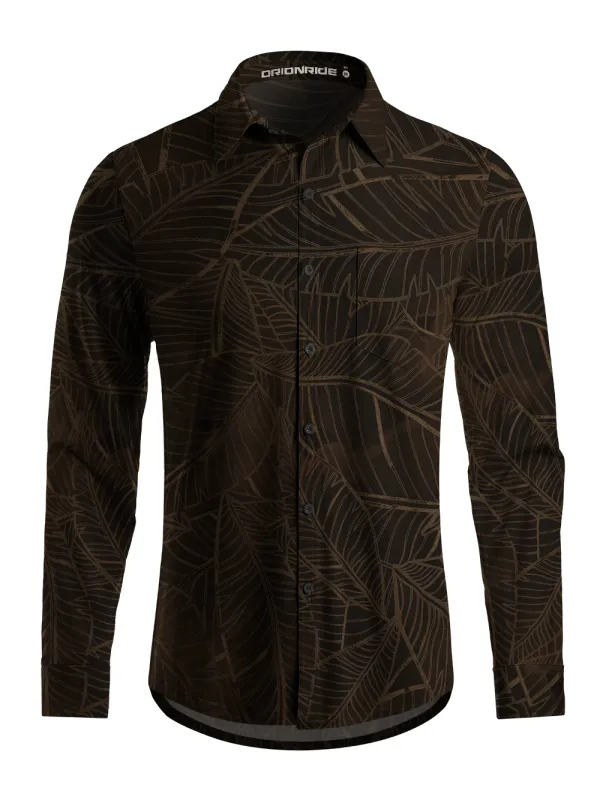 Orionride Golden Leaves Men's Stretchy Breathable Long Sleeve Gravel Shirt made by Orionride