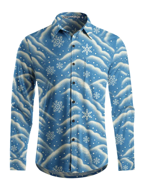 Orionride Snow Waves Men's Stretchy Breathable Long Sleeve Gravel Shirt made by Orionride