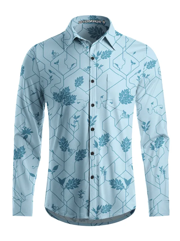 Orionride Leaf Cycling Men's Stretchy Breathable Long Sleeve Gravel Shirt made by Orionride