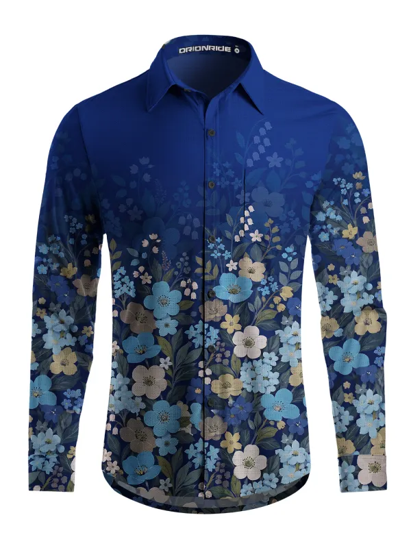 Orionride Gradated Floral Shadows Men's Stretchy Breathable Long Sleeve Gravel Shirt made by Orionride
