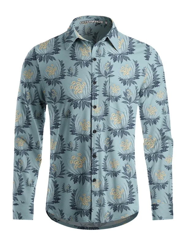 Orionride Semicircular Floral Men's Stretchy Breathable Long Sleeve Gravel Shirt made by Orionride