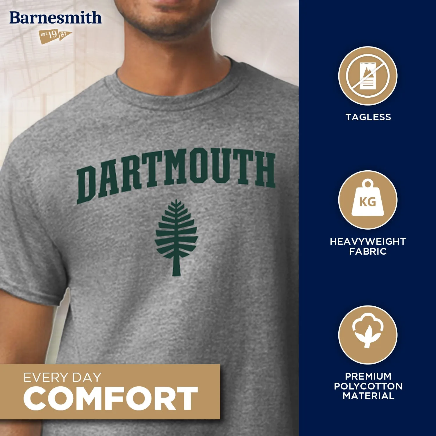 Dartmouth Heritage T-Shirt (Grey) sold by Ivy Sport product image thumbnail 3