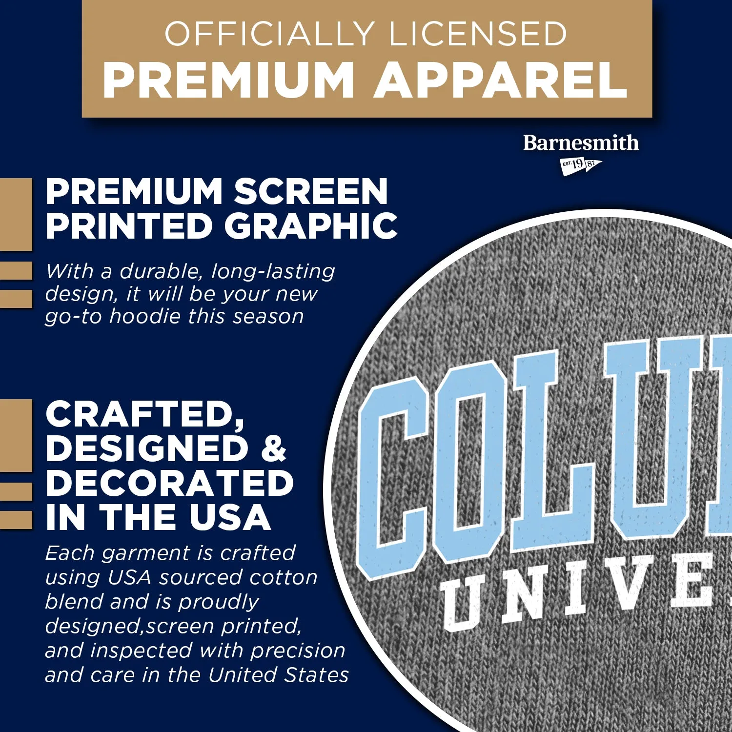 Columbia University Classic Hood Sweatshirt (Grey) sold by Ivy Sport product image thumbnail 4