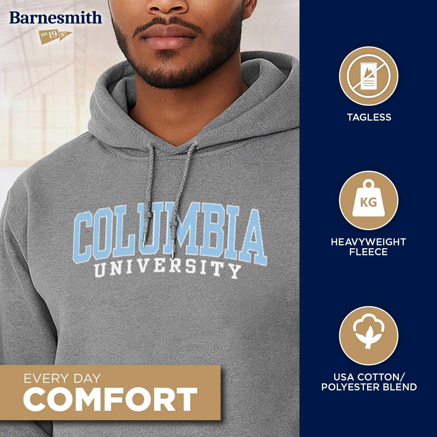 Columbia University Classic Hood Sweatshirt (Grey) sold by Ivy Sport product image thumbnail 3