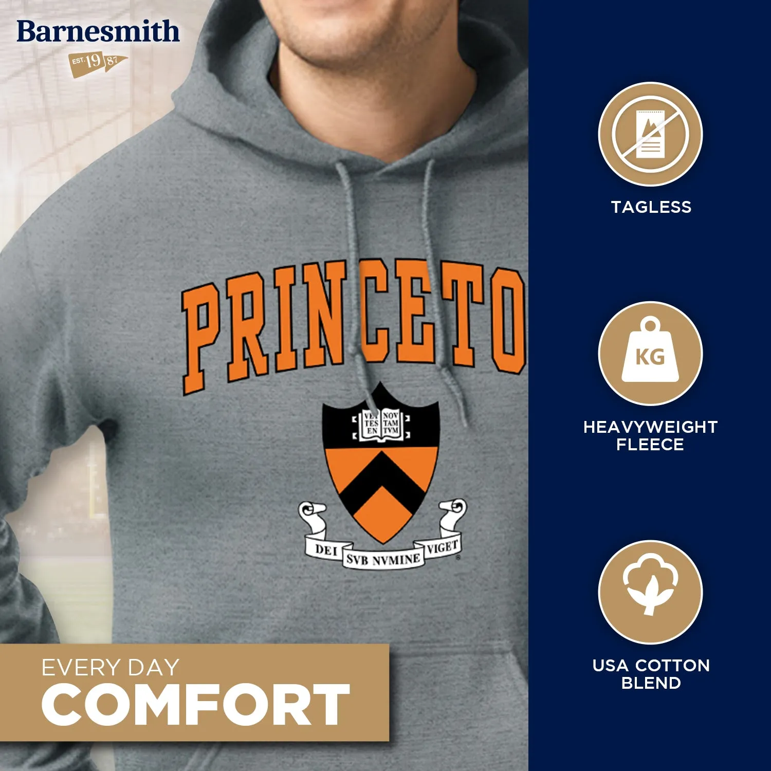 Princeton Heritage Hooded Sweatshirt II (Grey) sold by Ivy Sport product image thumbnail 3