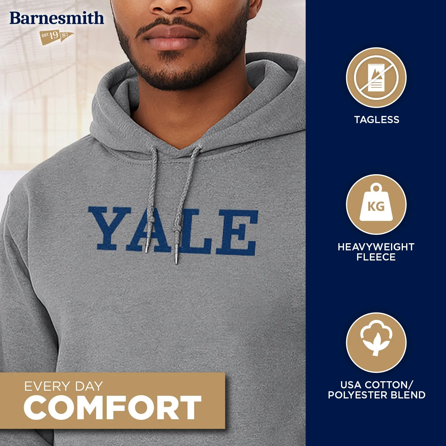 Yale University Classic Hood Sweatshirt (Grey) sold by Ivy Sport product image thumbnail 3