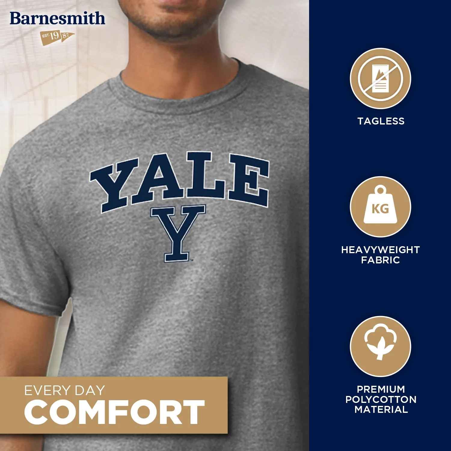 Yale University Spirit T-Shirt (Grey) sold by Ivy Sport product image thumbnail 3