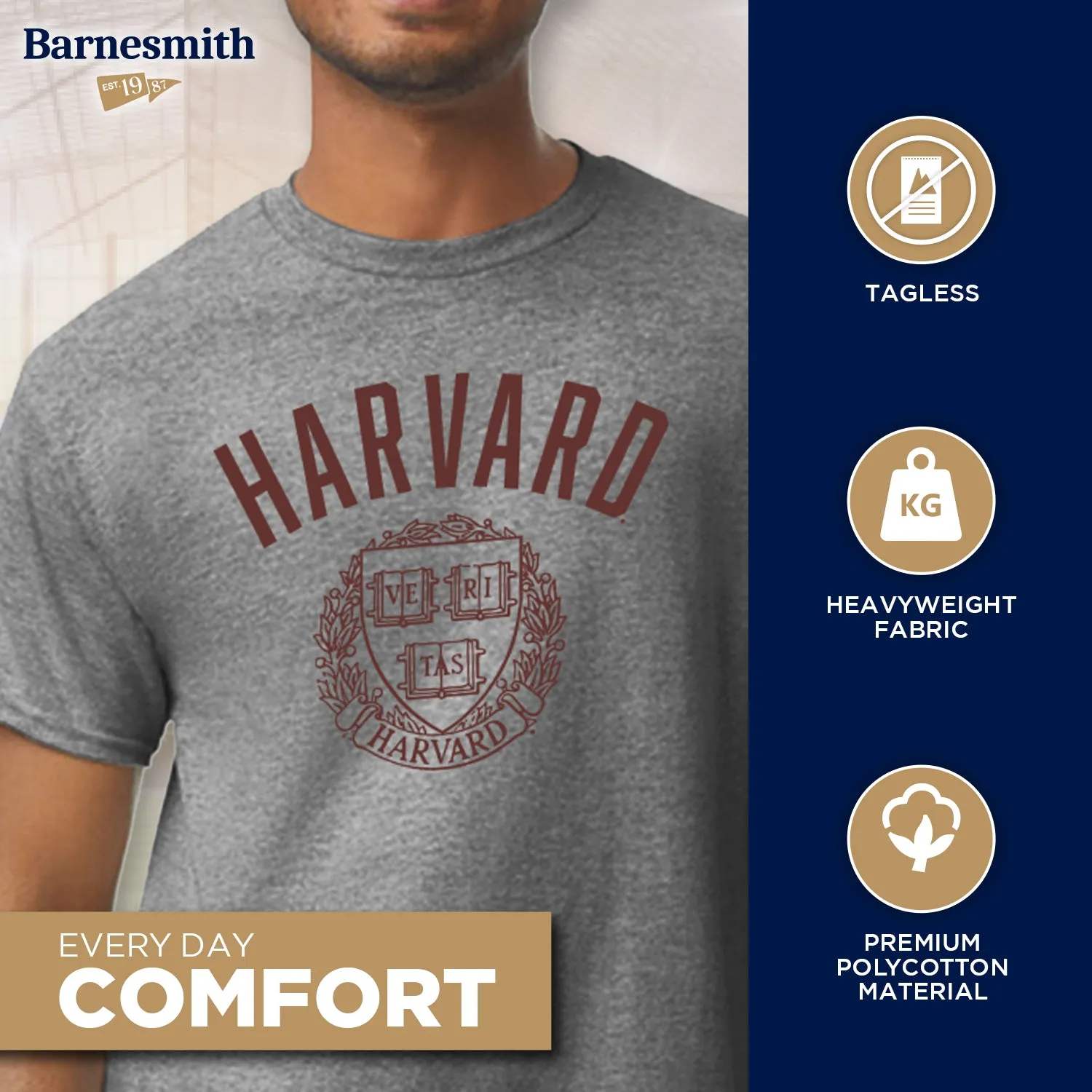 Harvard Heritage T-shirt (Grey) sold by Ivy Sport product image thumbnail 3