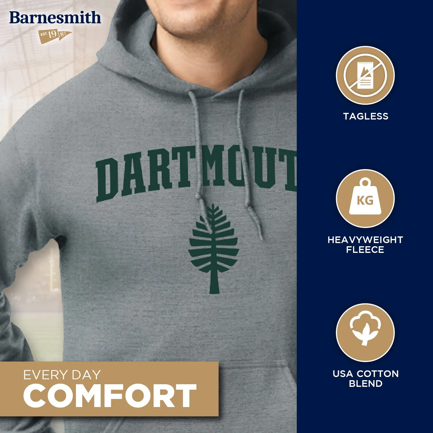 Dartmouth Heritage Hooded Sweatshirt (Grey) sold by Ivy Sport product image thumbnail 3