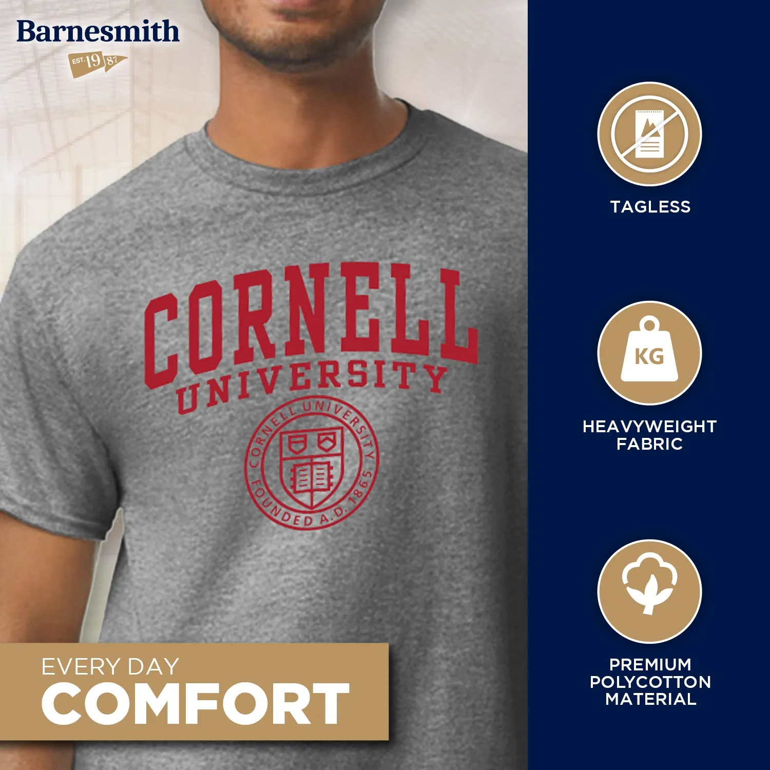 Cornell Heritage T-shirt (Grey) sold by Ivy Sport product image thumbnail 3