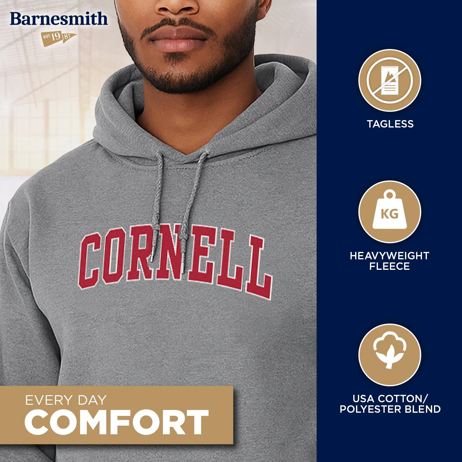 Cornell University Classic Hood Sweatshirt (Grey) sold by Ivy Sport product image thumbnail 3