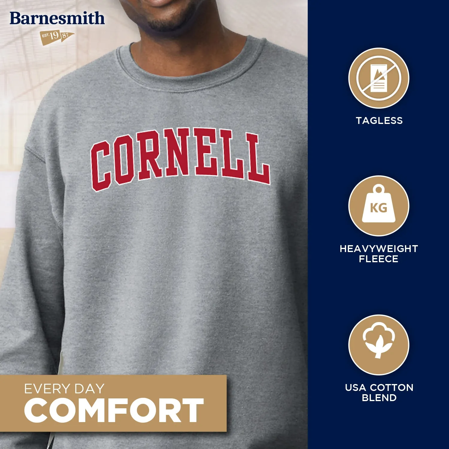 Cornell University Classic Crew Sweatshirt (Grey) sold by Ivy Sport product image thumbnail 3