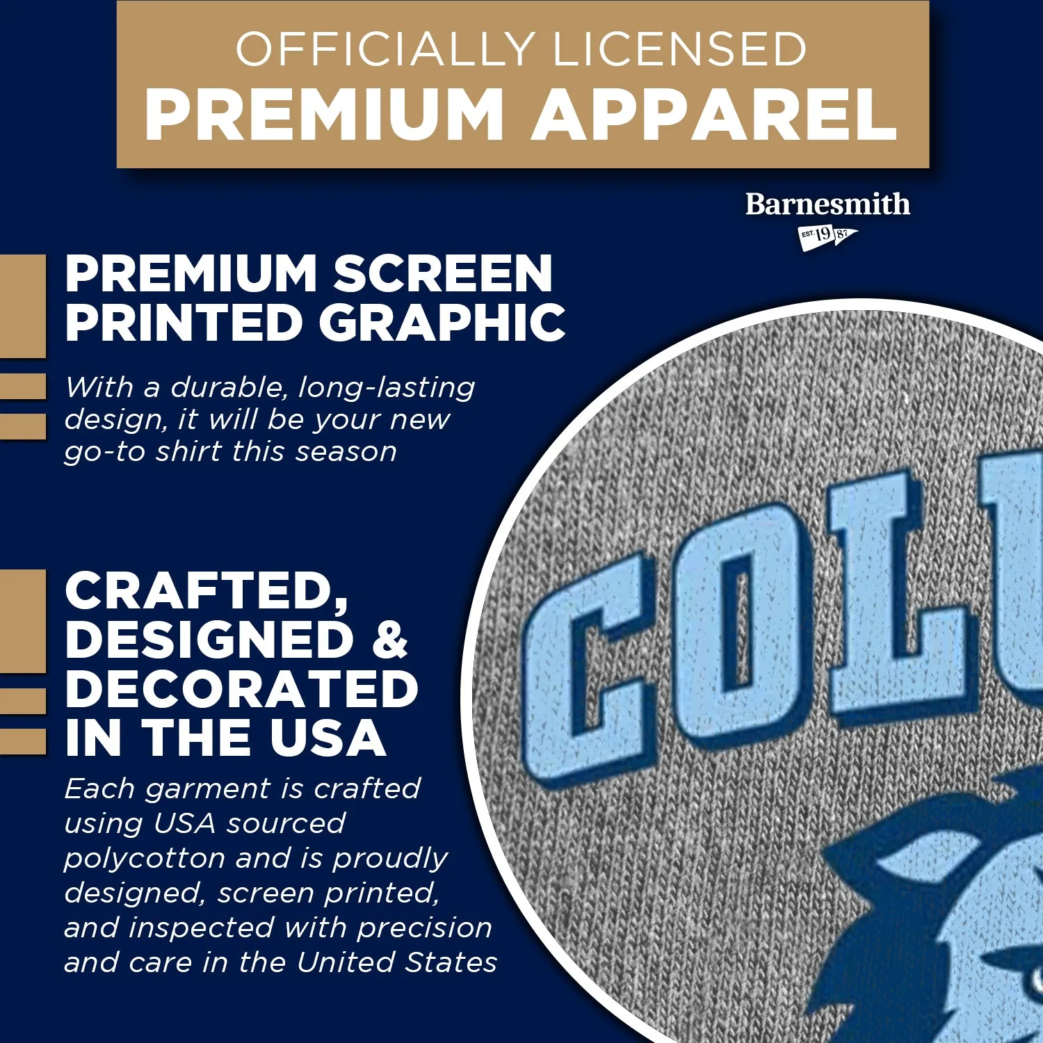 Columbia University Spirit T-Shirt (Grey) sold by Ivy Sport product image thumbnail 4