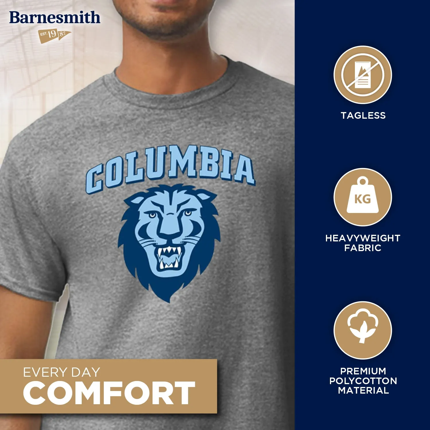 Columbia University Spirit T-Shirt (Grey) sold by Ivy Sport product image thumbnail 3
