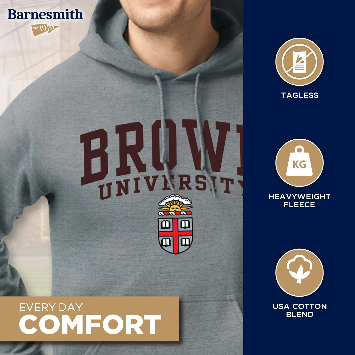 Brown Heritage Hooded Sweatshirt (Grey) sold by Ivy Sport product image thumbnail 3