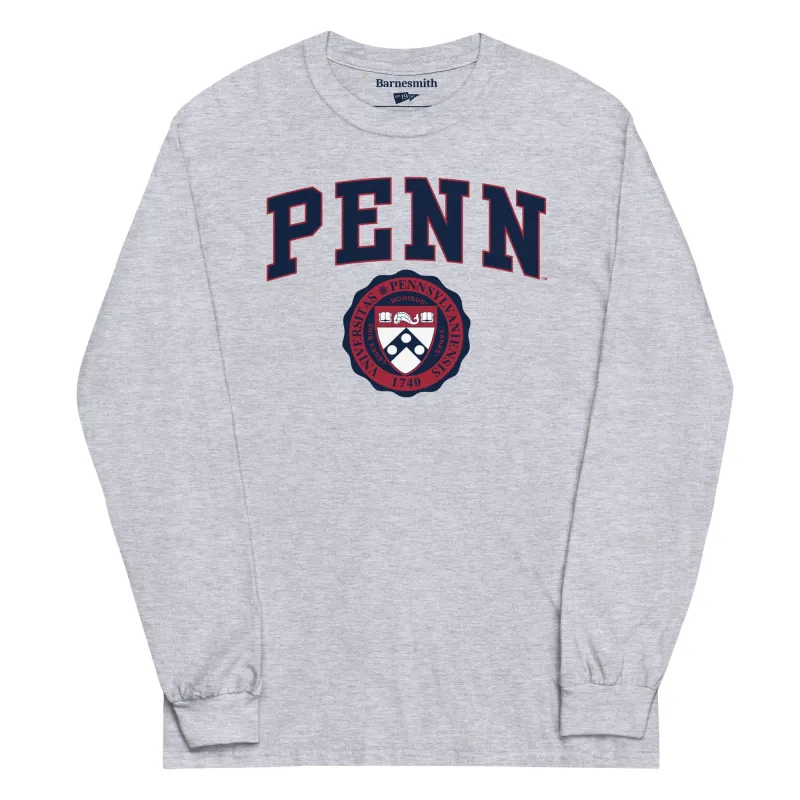 University of Pennsylvania Quakers Penn Heritage Long Sleeve T-Shirt (Charcoal Grey) sold by Ivy Sport