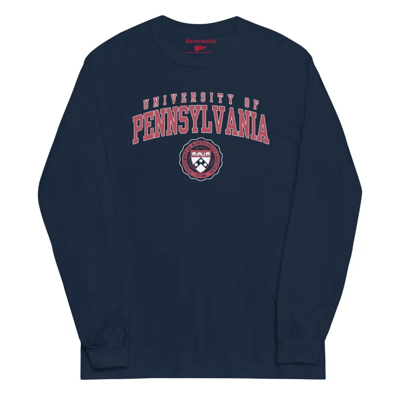 Penn Crest Long Sleeve T-Shirt (Navy) sold by Ivy Sport