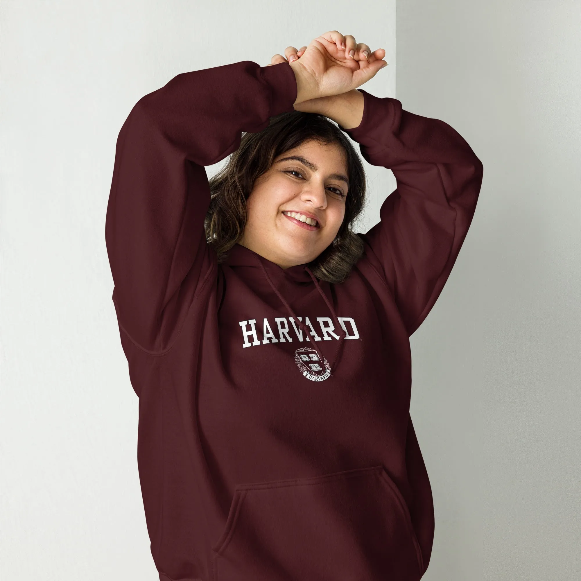 Harvard University Crest Hooded Sweatshirt (Crimson) sold by Ivy Sport product image thumbnail 4