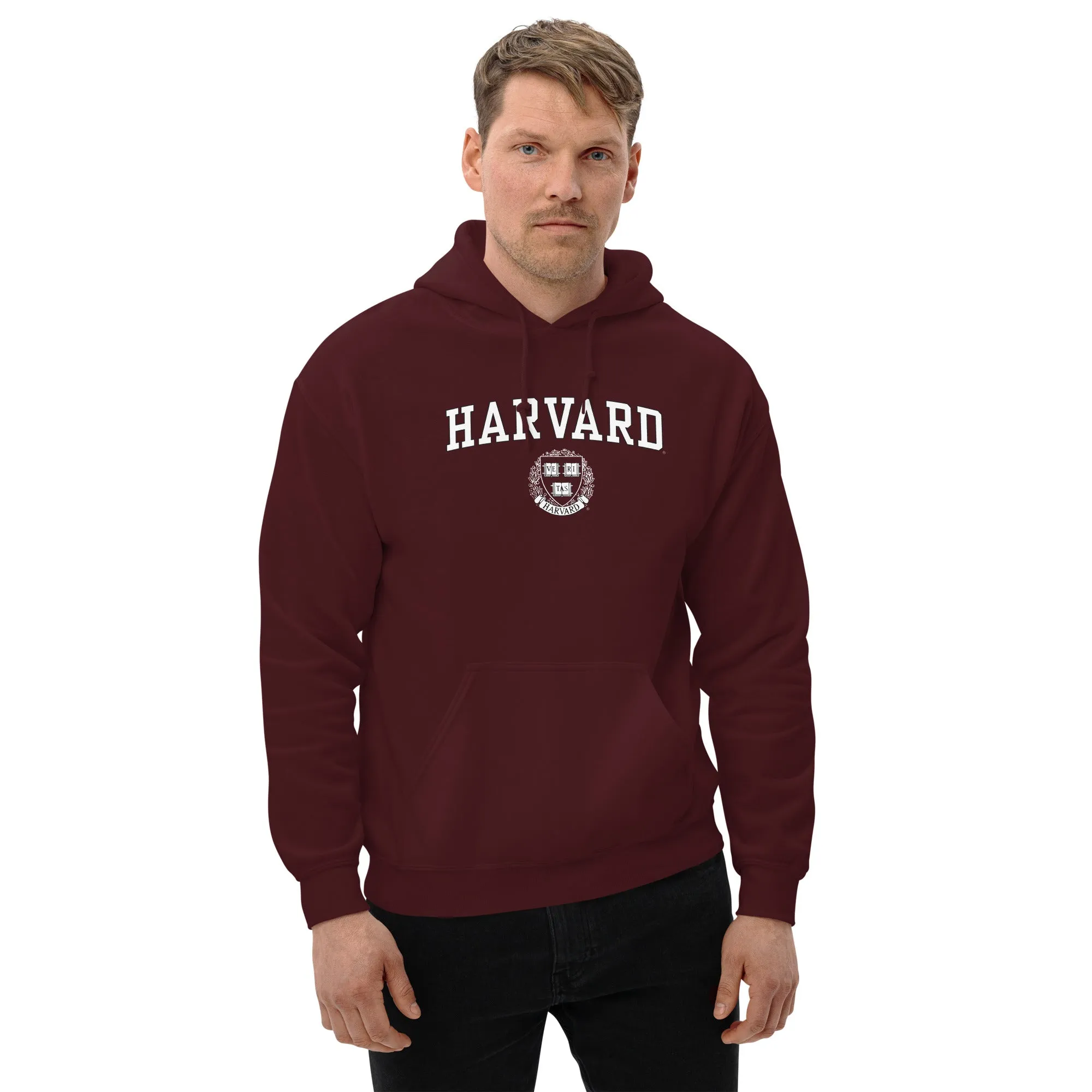 Harvard University Crest Hooded Sweatshirt (Crimson) sold by Ivy Sport product image thumbnail 2