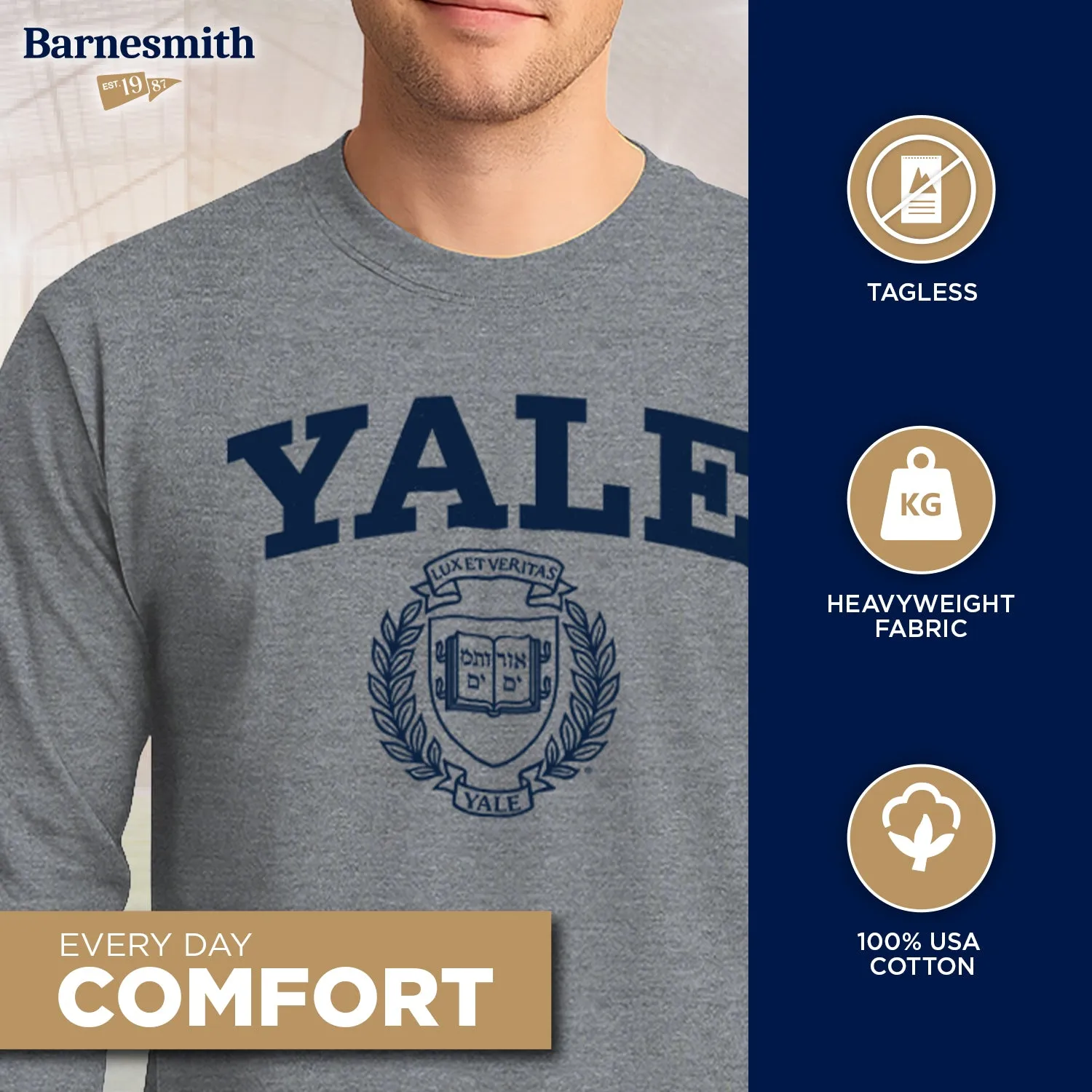 Yale Heritage Long Sleeve T-Shirt 2 (Charcoal Grey) sold by Ivy Sport product image thumbnail 3