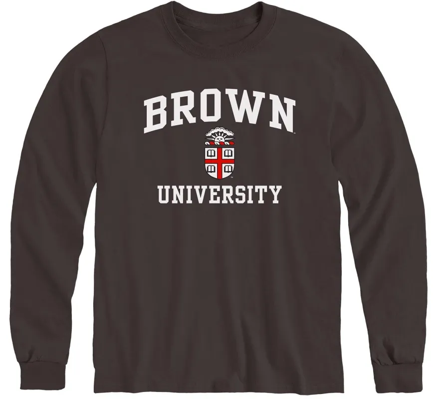 Brown Crest Long Sleeve T-Shirt (Brown) sold by Ivy Sport