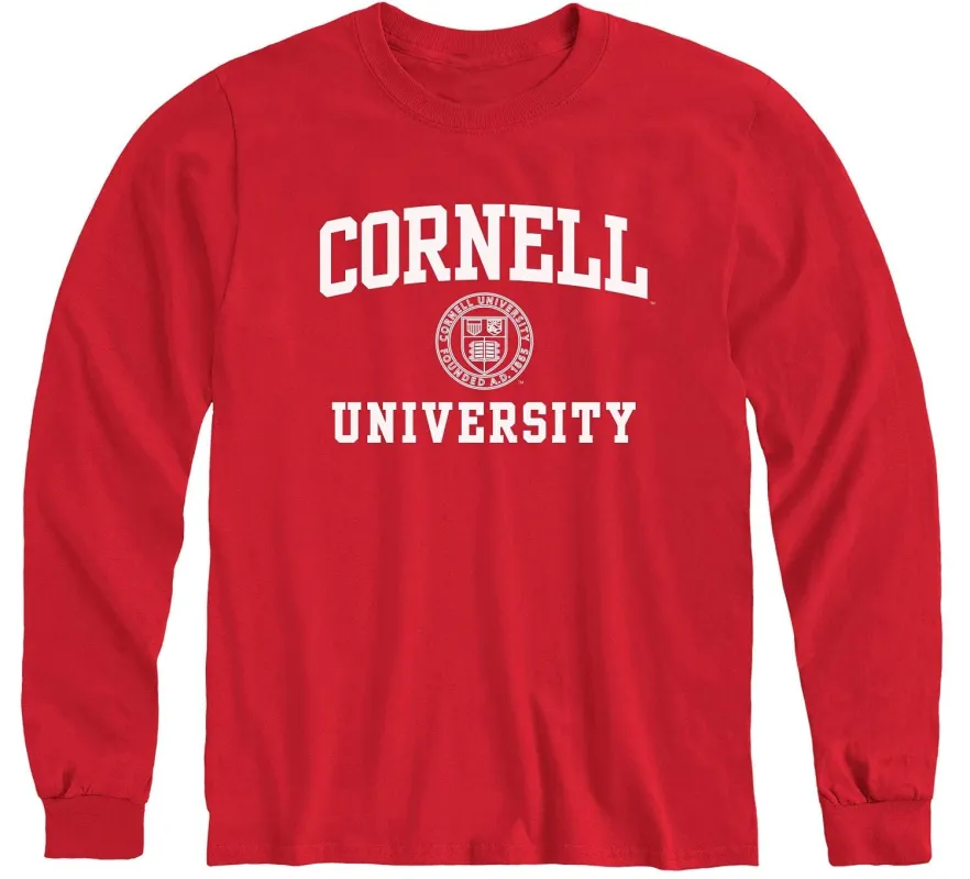 Cornell Crest Long Sleeve T-Shirt (Red) sold by Ivy Sport