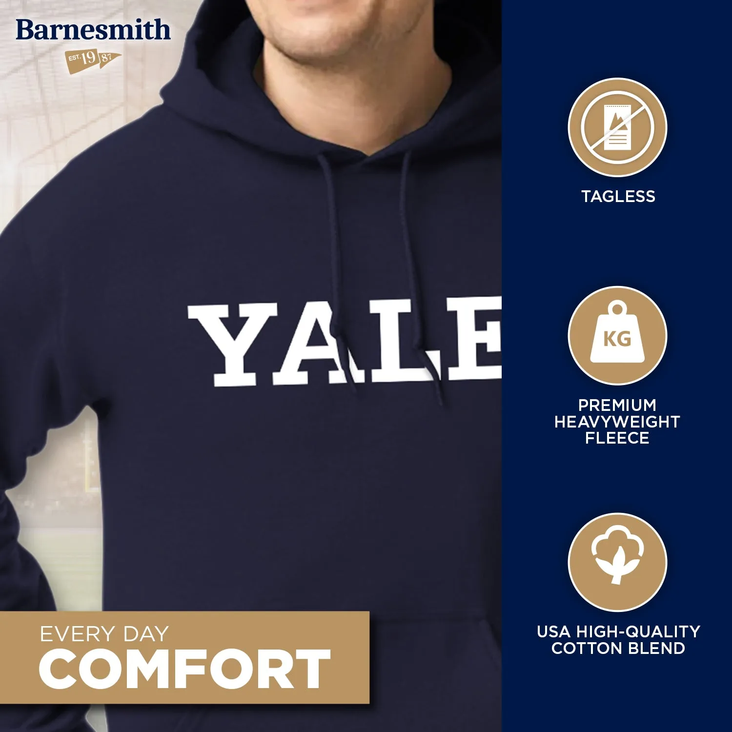 Yale Essential Hooded Sweatshirt (Navy) sold by Ivy Sport product image thumbnail 3
