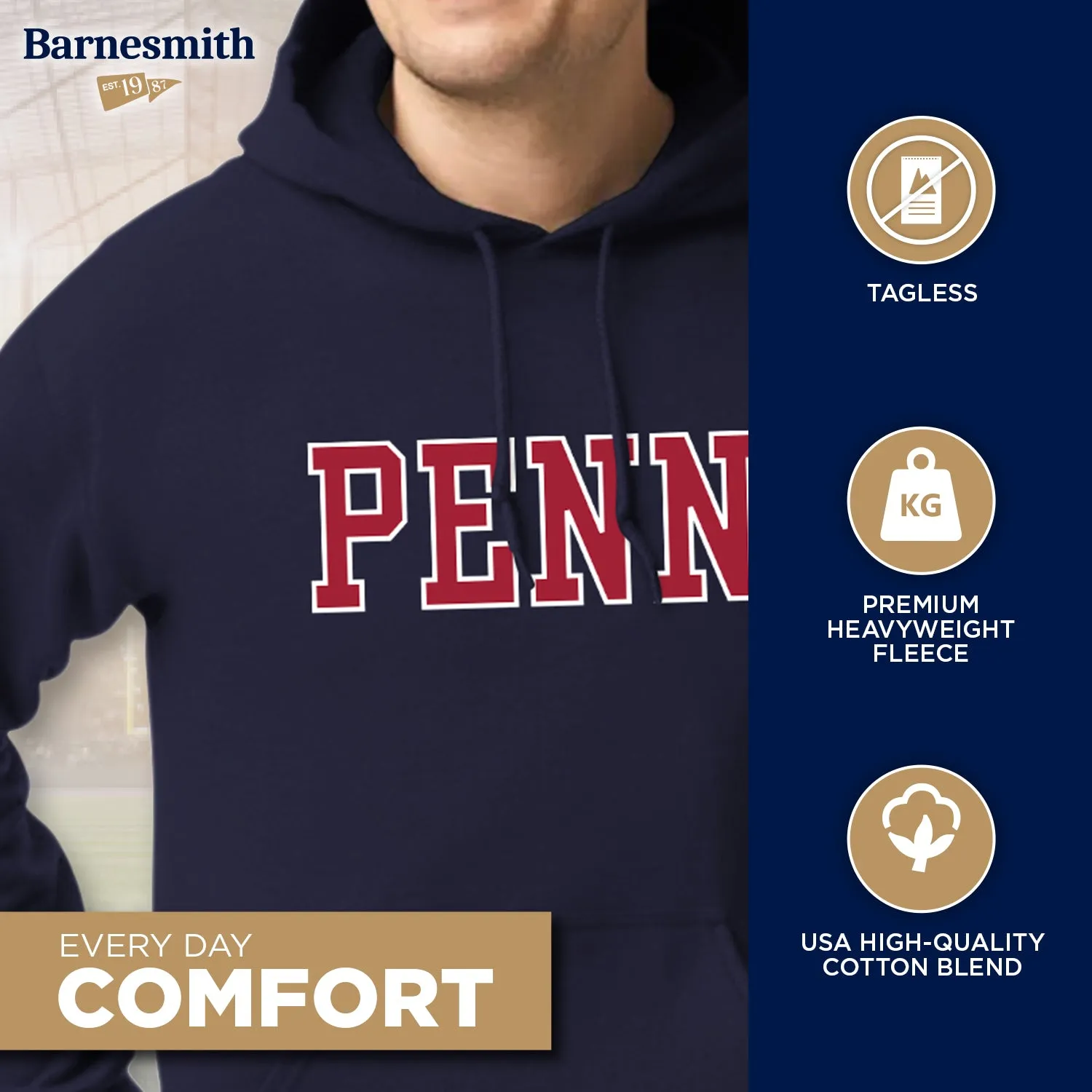 Penn Essential Hooded Sweatshirt (Navy) sold by Ivy Sport product image thumbnail 3