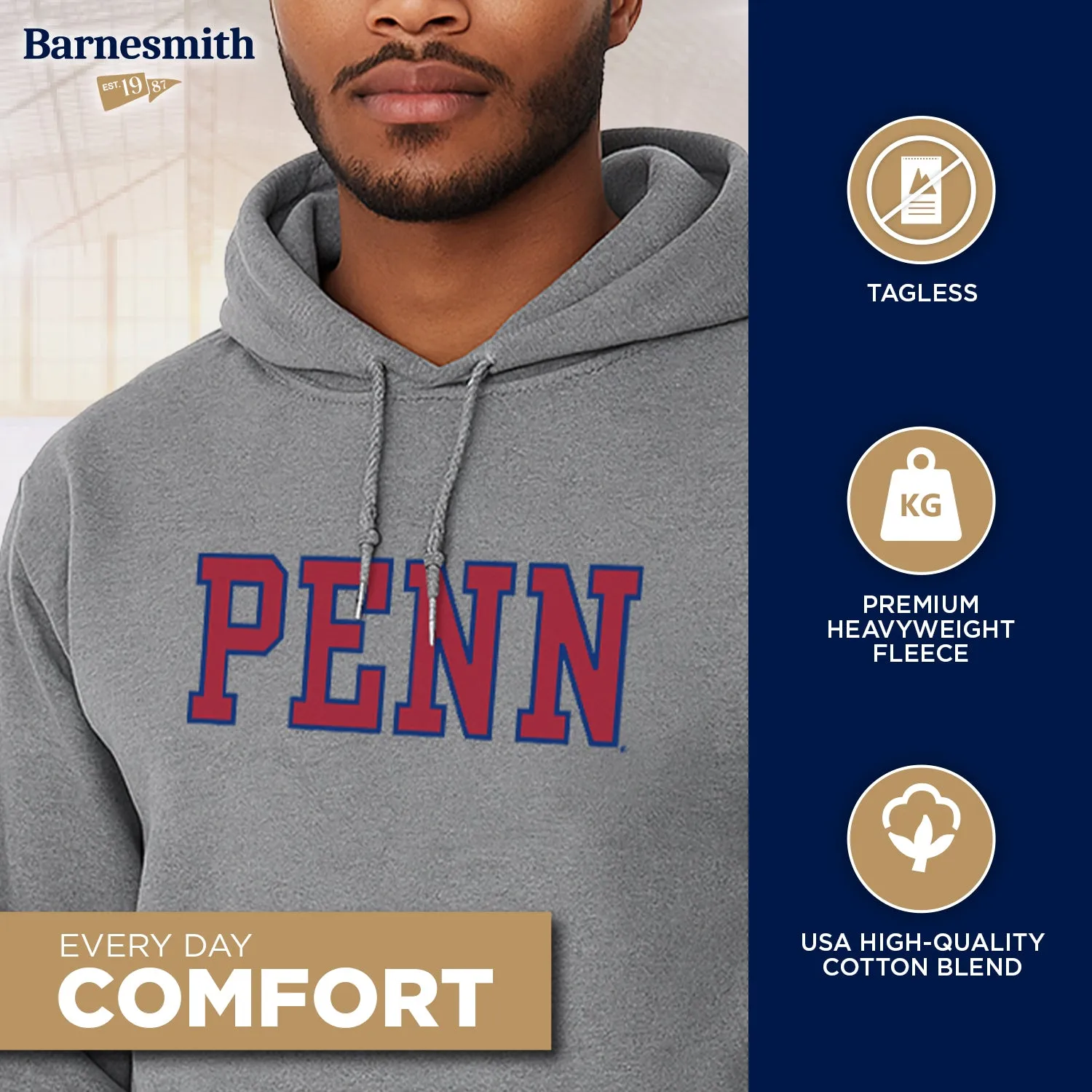 Penn Essential Hooded Sweatshirt (Heather Grey) sold by Ivy Sport product image thumbnail 3
