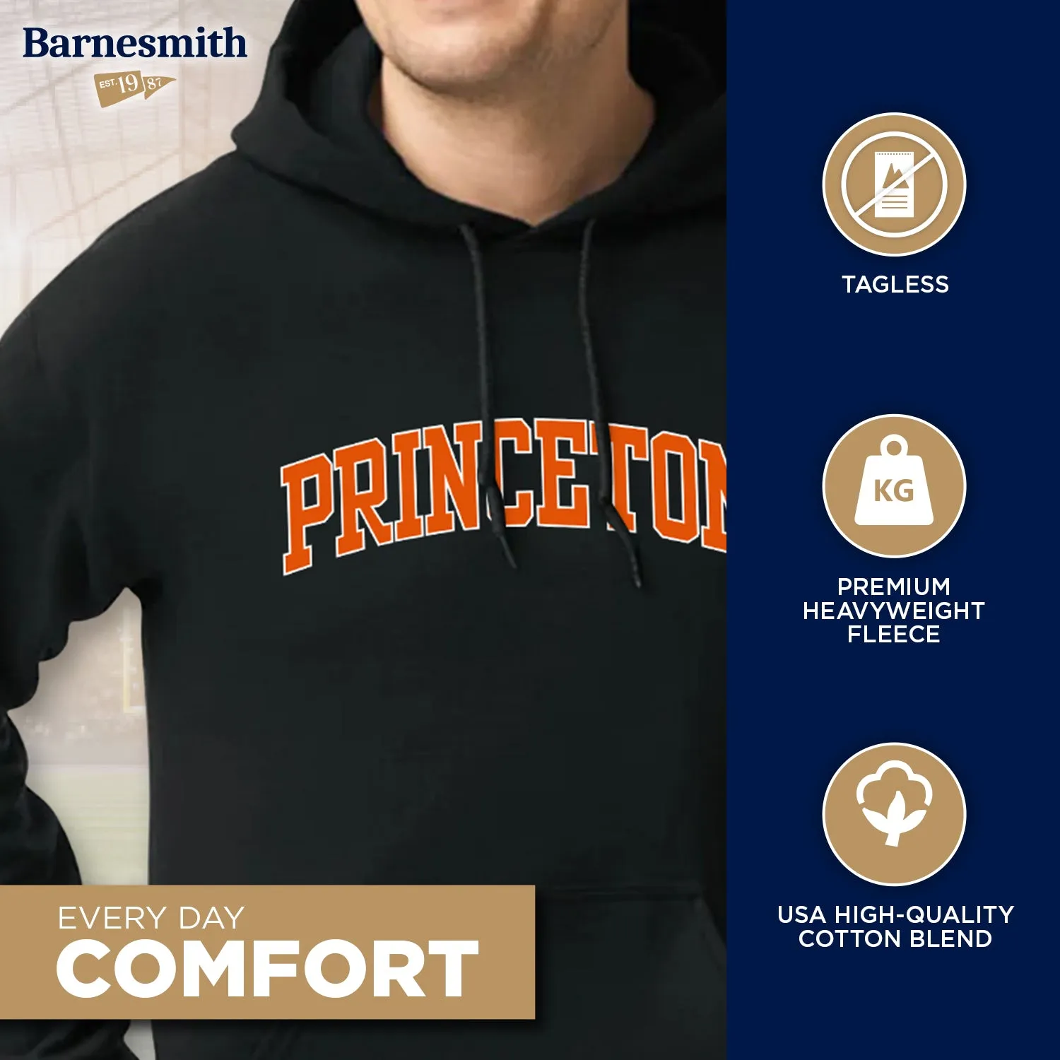 Princeton Essential Hooded Sweatshirt (Black) sold by Ivy Sport product image thumbnail 3