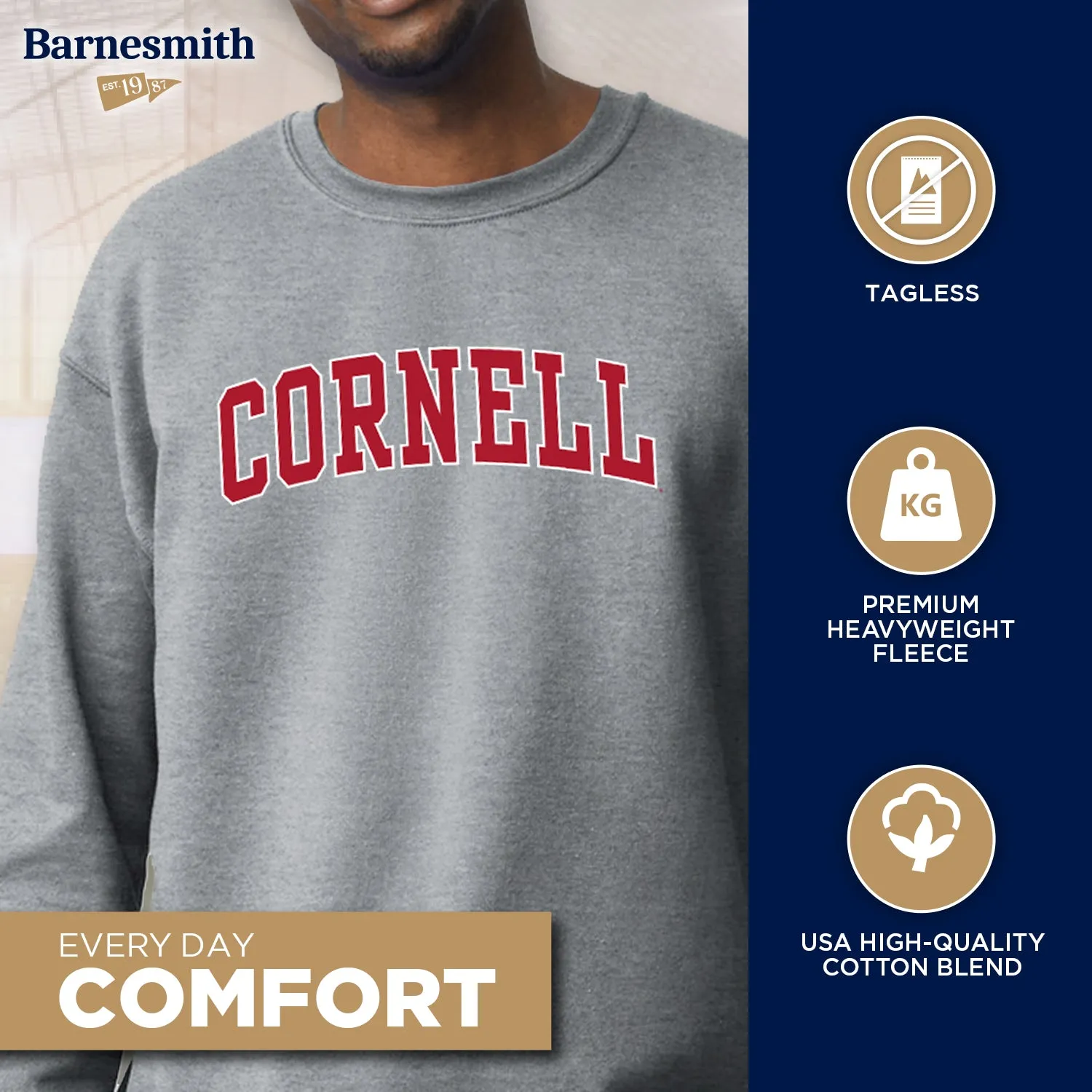 Cornell University Essential Sweatshirt (Heather Grey) sold by Ivy Sport product image thumbnail 3