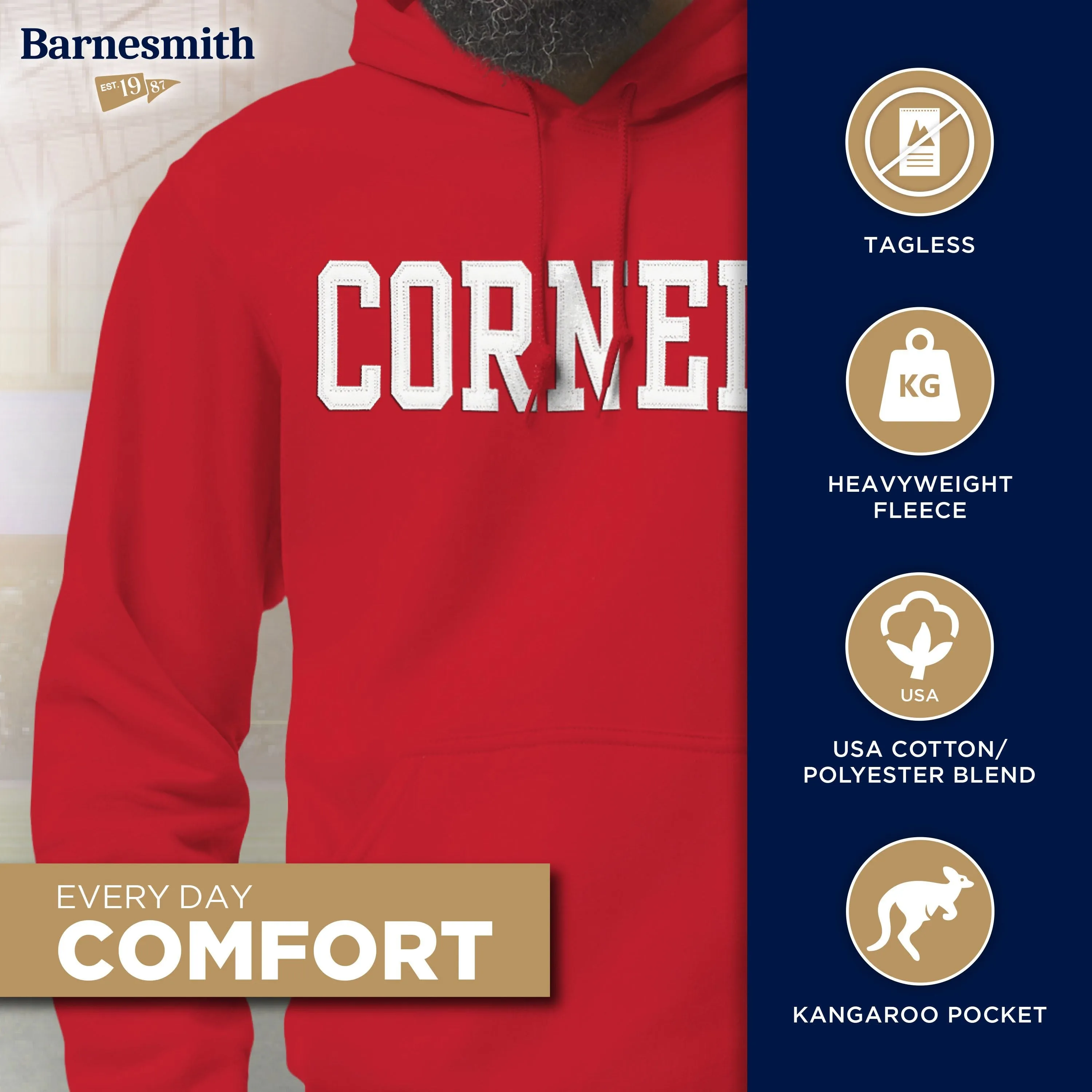 Cornell University Veritas Hooded Sweatshirt (Red) sold by Ivy Sport product image thumbnail 3