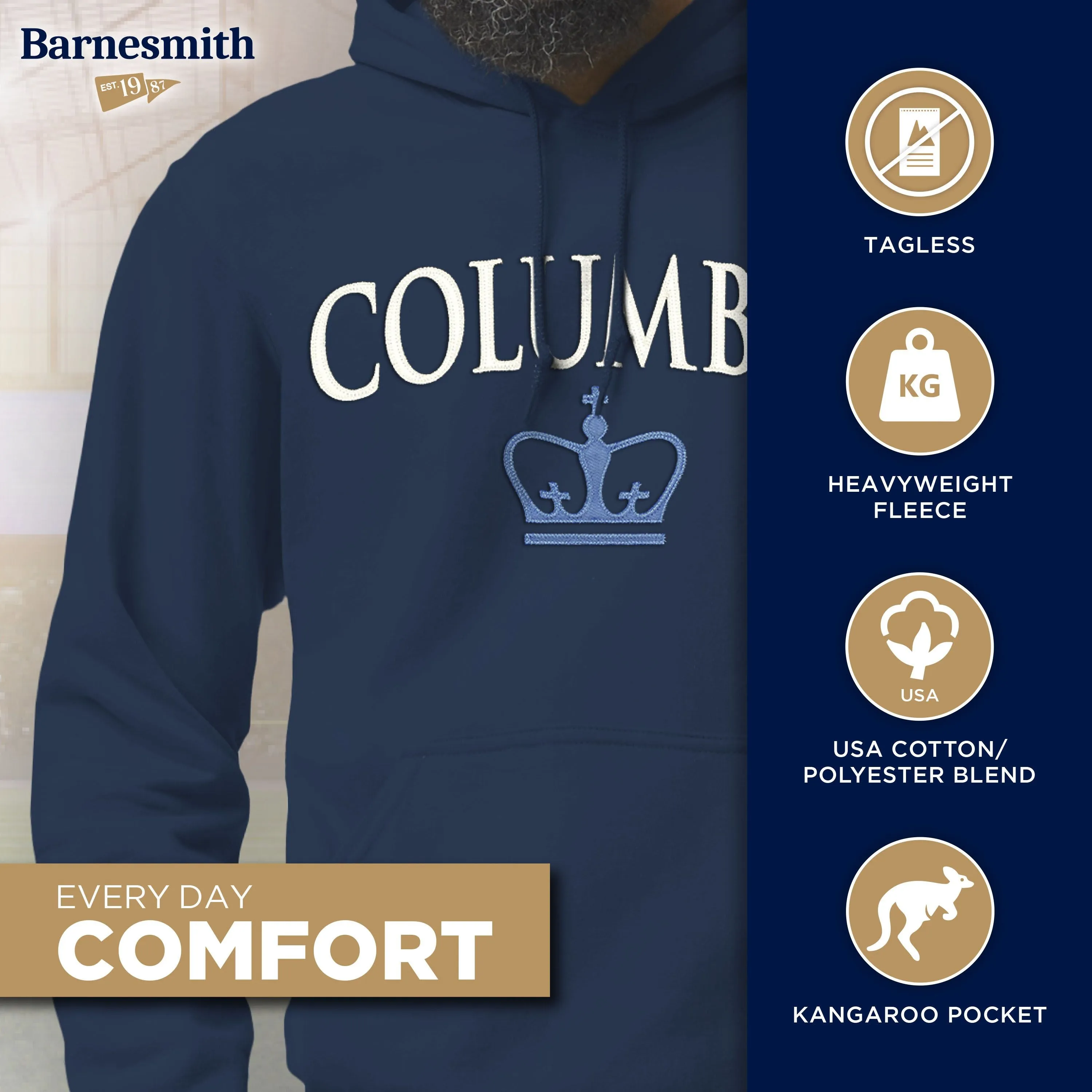 Columbia University Veritas Hooded Sweatshirt (Navy) sold by Ivy Sport product image thumbnail 3