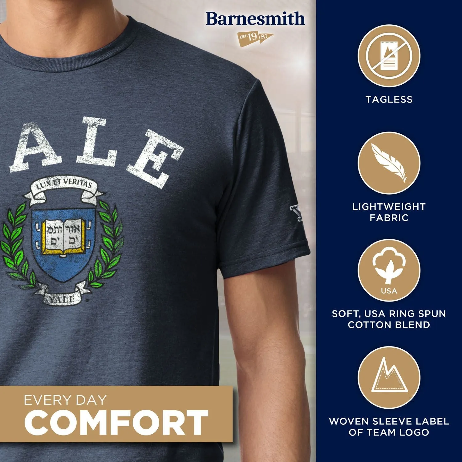 Yale University Short-Sleeve Laude T-Shirt (Navy) sold by Ivy Sport product image thumbnail 4