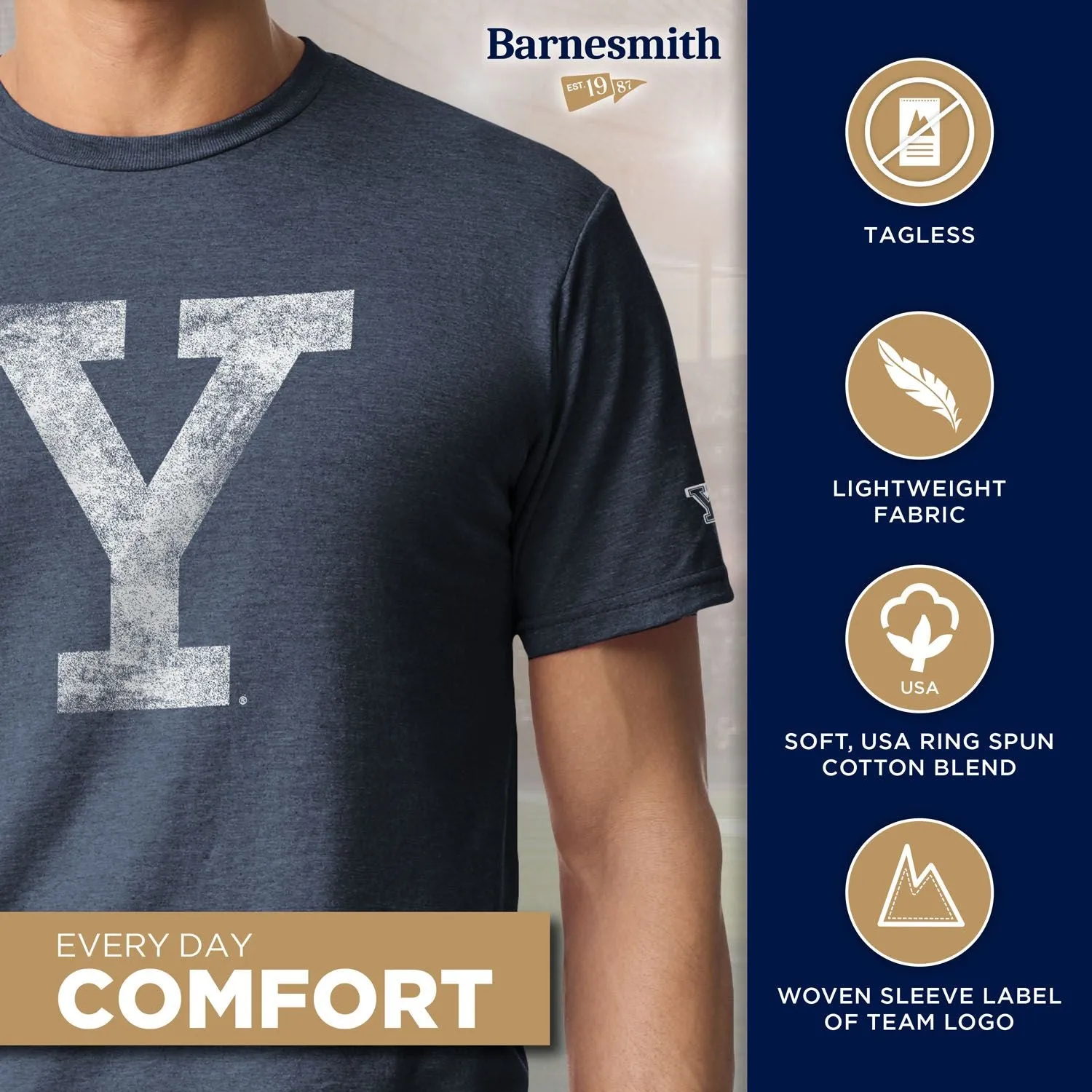 Yale University Short-Sleeve Laude T-Shirt (Navy) sold by Ivy Sport product image thumbnail 4