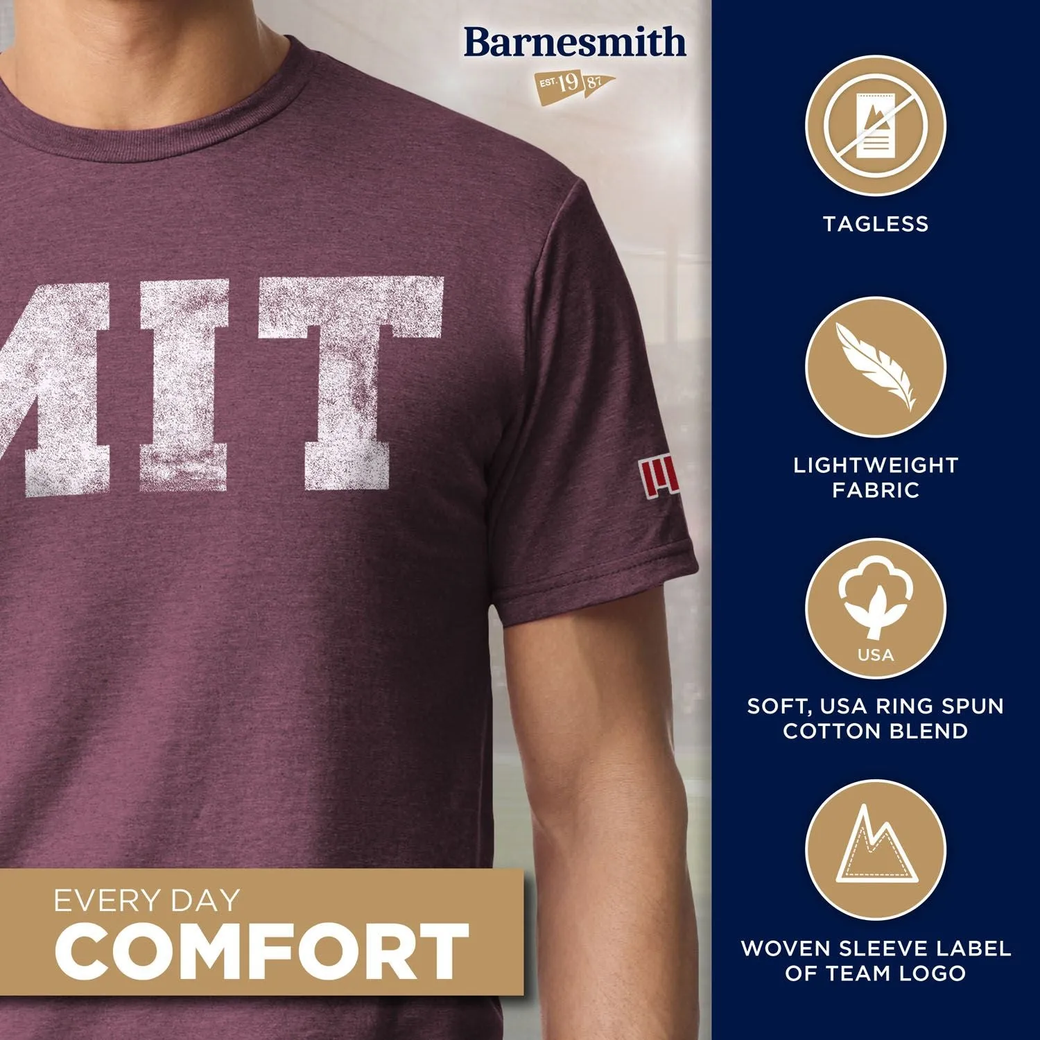 Massachusetts Institute of Technology Short-Sleeve Laude T-Shirt (Maroon) sold by Ivy Sport product image thumbnail 4