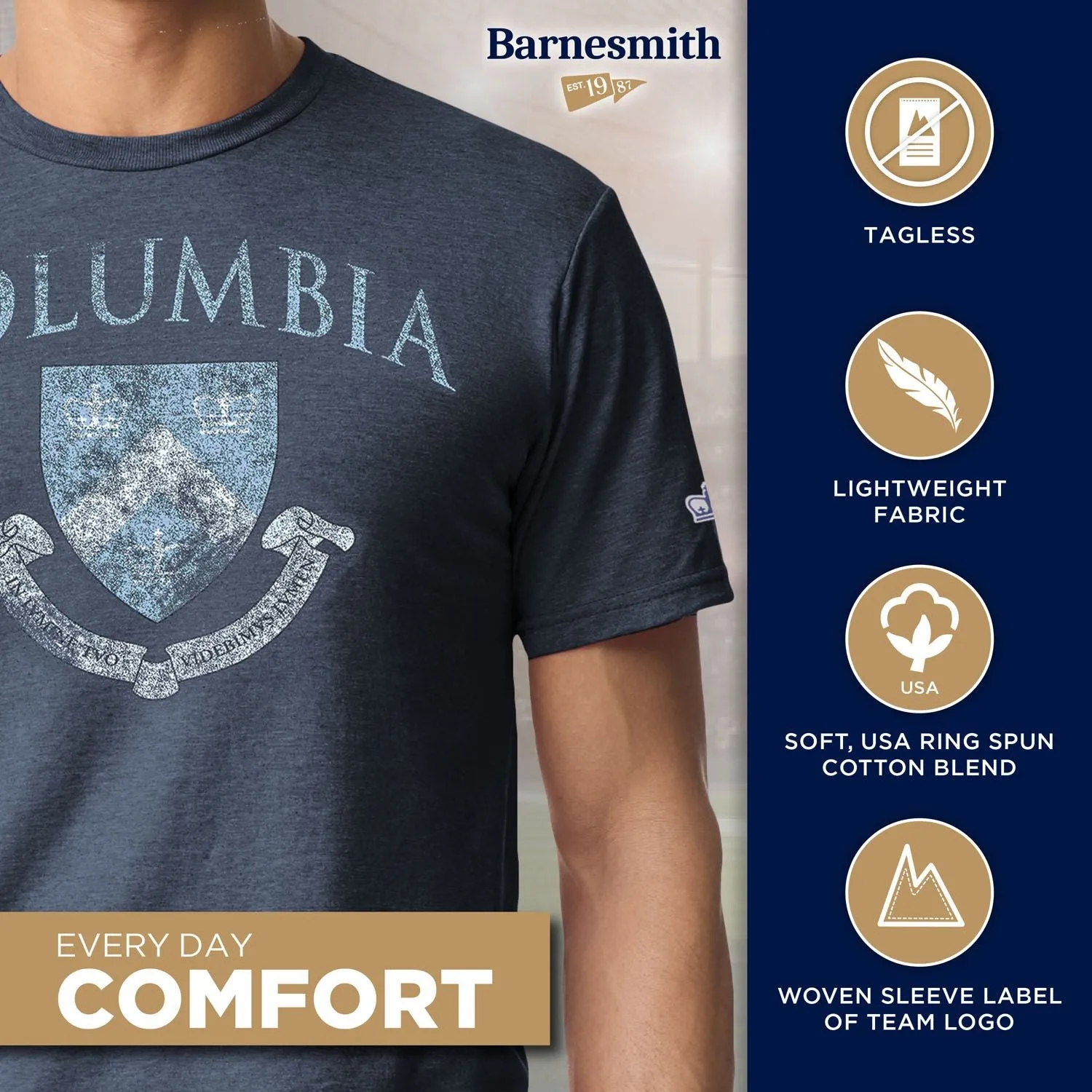 Columbia University Short-Sleeve Laude T-Shirt (Navy) sold by Ivy Sport product image thumbnail 4