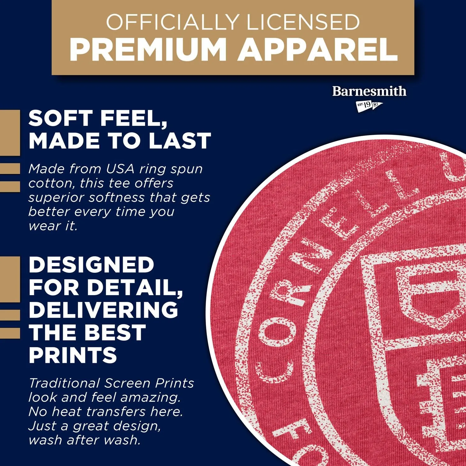 Cornell University Short-Sleeve Laude T-Shirt (Red) sold by Ivy Sport product image thumbnail 5