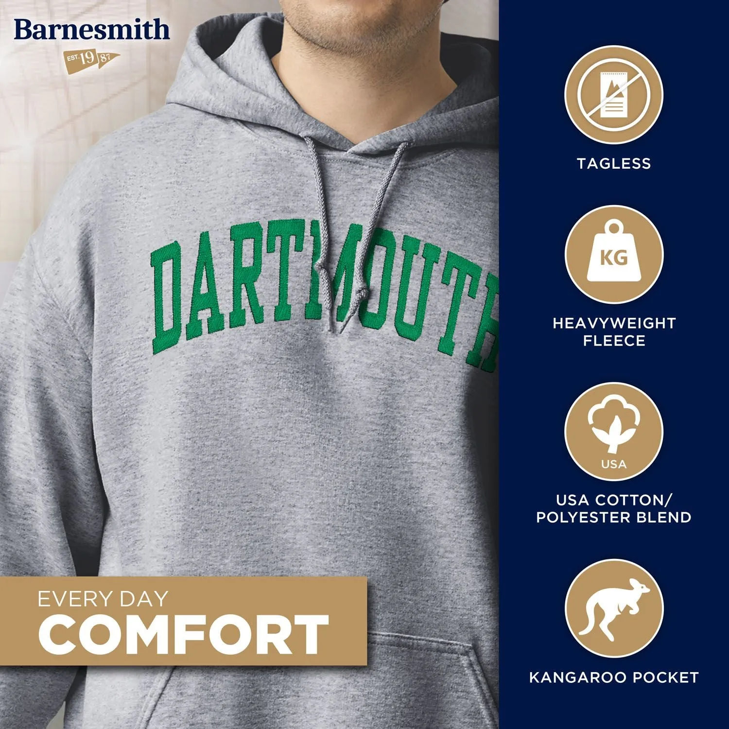 Dartmouth College Veritas Hooded Sweatshirt (Sport Grey) sold by Ivy Sport product image thumbnail 3