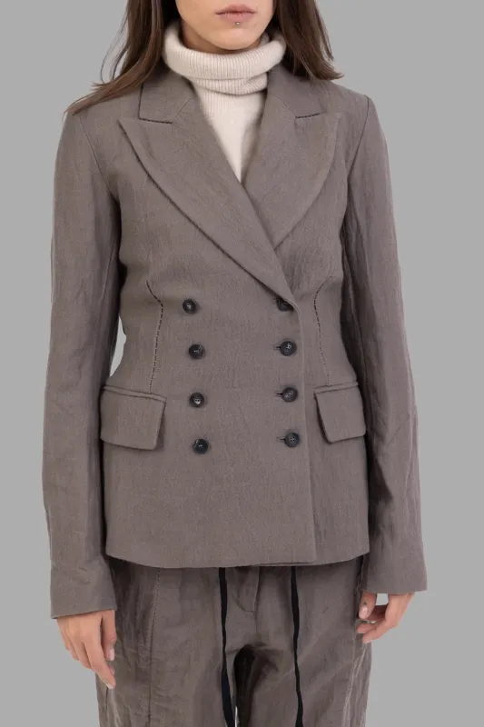 Crumpled Double-Breasted Blazer in Dust sold by Plus Zero Concept Store