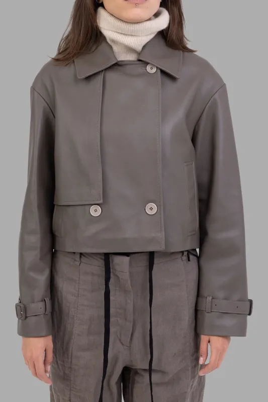 Blaise Nappa Leather Cropped Jacket in Mushroom sold by Plus Zero Concept Store