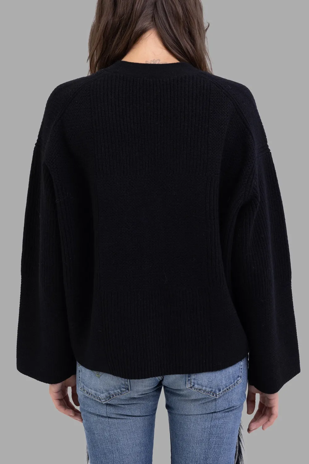 Soft Merino Wool V-Neck Cardigan in Black sold by Plus Zero Concept Store product image thumbnail 3