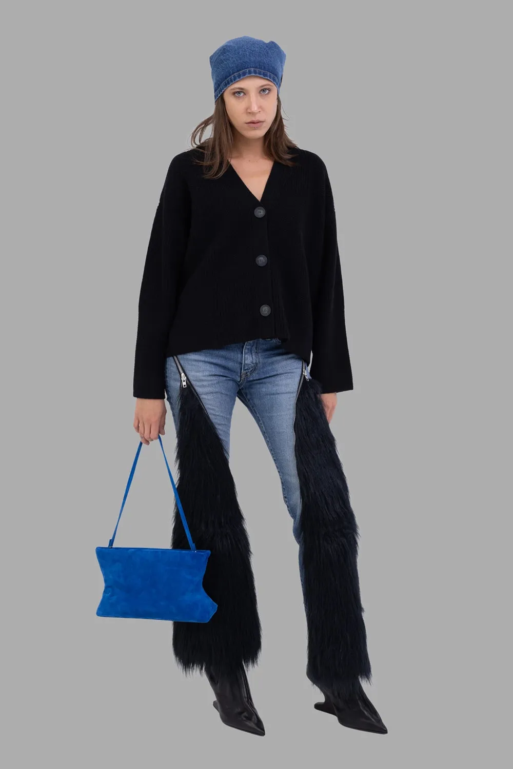 Soft Merino Wool V-Neck Cardigan in Black sold by Plus Zero Concept Store product image thumbnail 2