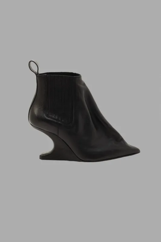 Ankle Taco Leather Boots in Black sold by Plus Zero Concept Store