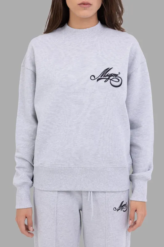 Cursive Logo Cotton Sweatshirt in Grey Melange sold by Plus Zero Concept Store
