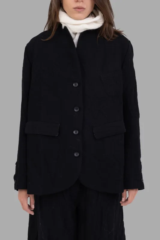 Stand-Collar Embossed Wool Jacket sold by Plus Zero Concept Store