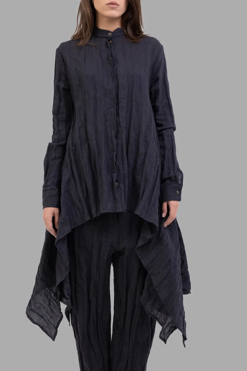 Asymmetric Crinkled Long Shirt sold by Plus Zero Concept Store