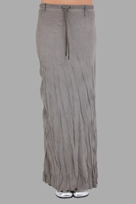 Crinkled Maxi Skirt with Drawstring Waist in Dust sold by Plus Zero Concept Store